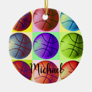 Basketball Artwork Your Name Custom Ceramic Tree Decoration