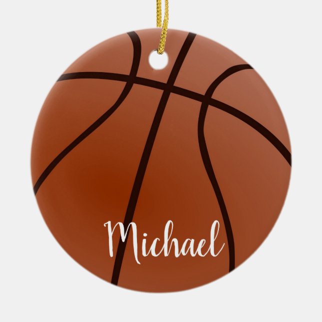 Basketball Artwork Your Name Custom Ceramic Tree Decoration (Front)