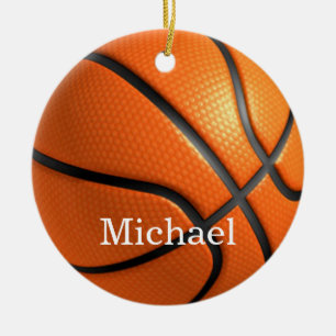 Basketball Artwork Your Name Custom Ceramic Tree Decoration