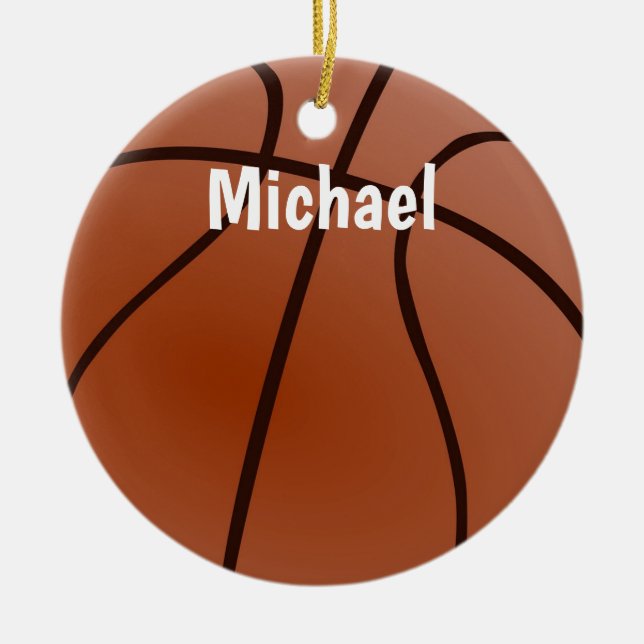 Basketball Artwork Your Name Custom Ceramic Tree Decoration (Front)