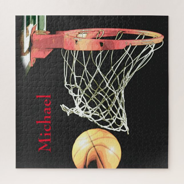 Basketball Artwork Your Name Jigsaw Puzzle (Vertical)