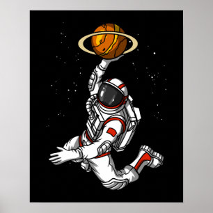 Basketball Astronaut Space Planet Cosmic Poster