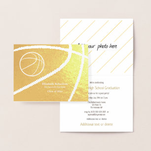 Basketball athlete sports graduation party gold foil card