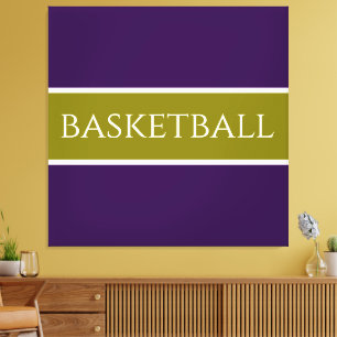 BASKETBALL Athletic Purple Golden Olive Stripes Canvas Print