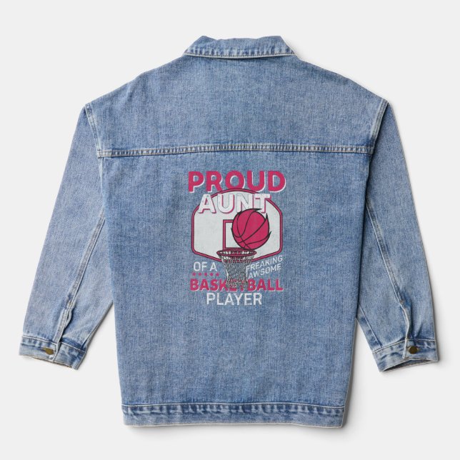 Basketball Aunt Bball Player Theme Quote  Denim Jacket (Back)