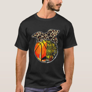 Basketball Auntie Vintage Leopard Messy Bun T-Shirt
