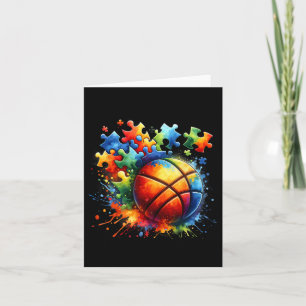 Basketball Autism Awareness Colourful Rainbow Card