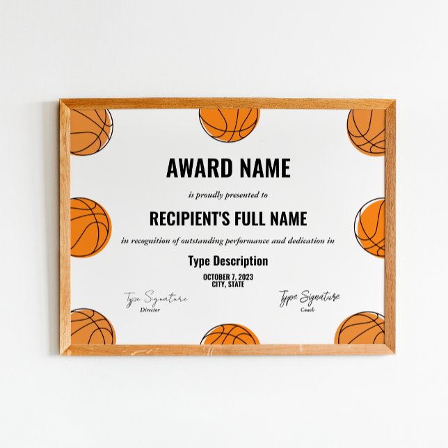 Basketball award certificate, mvp award poster (Creator Uploaded)