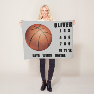 BASKETBALL Baby Milestone Fleece Blanket