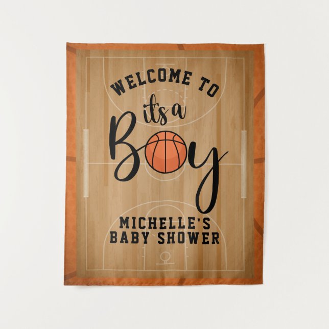 Basketball Baby Shower Backdrop Tapestry (Front)