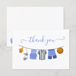 Basketball Baby Shower Clothesline Thank You Note Invitation
