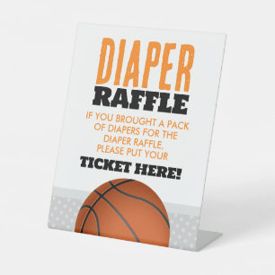 Basketball Baby Shower Diaper Raffle Pedestal Sign