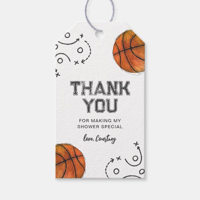 Basketball Baby Shower Favour Tags (Front)