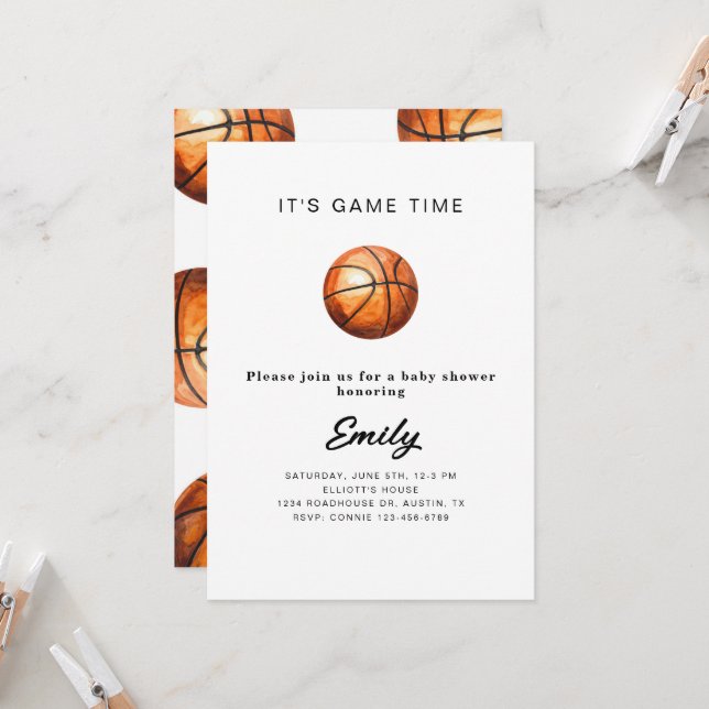 Basketball Baby Shower Invitation  (Front/Back In Situ)