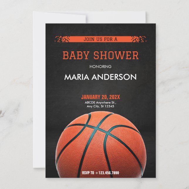 Basketball Baby Shower  Invitation (Front)