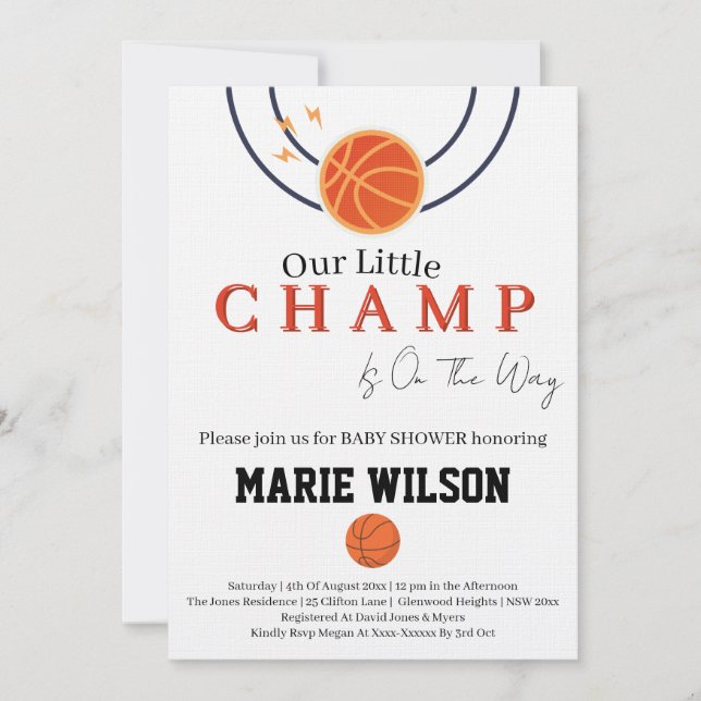 Basketball Baby Shower Invitation (Front)