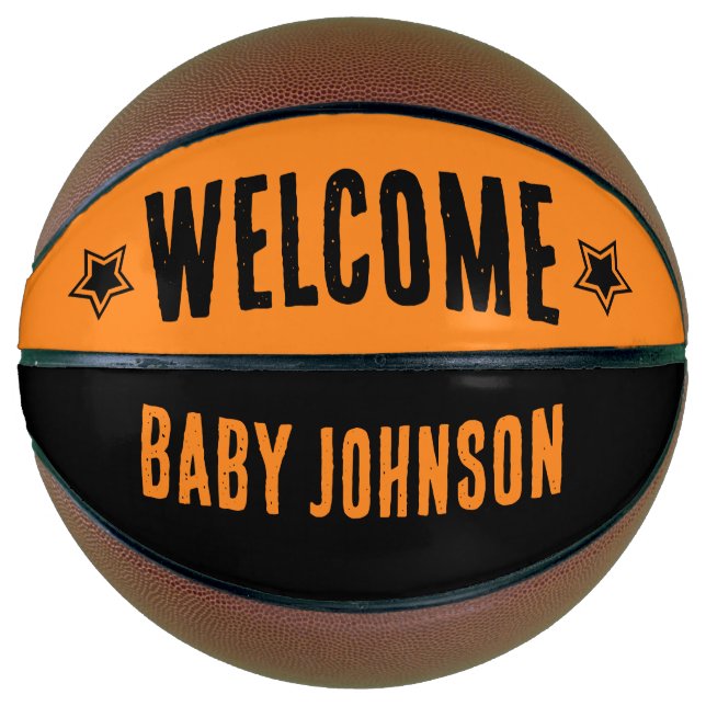 Basketball Baby Shower Welcome Autograph Keepsake  (Front)