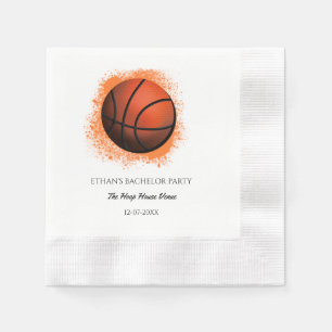 Basketball bachelor / birthday party Orange White Napkin