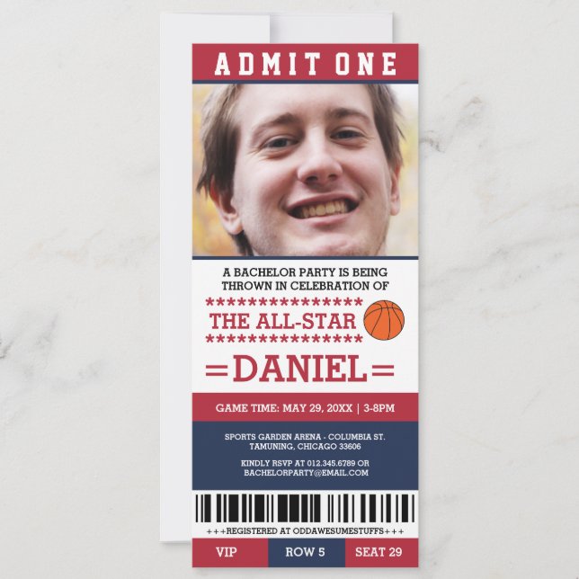 Basketball Bachelor Party Invites (Front)