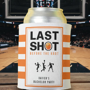 Basketball Bachelor Party Last Shot Orange Striped Can Cooler