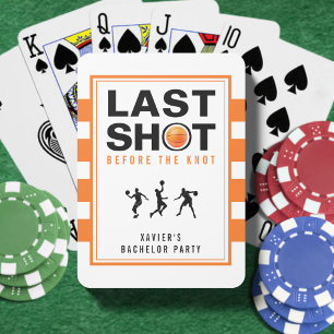 Basketball Bachelor Party Last Shot Orange Striped Playing Cards