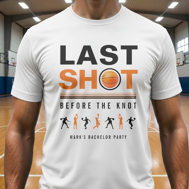 Basketball Bachelor Party Last Shot Orange & White T-Shirt (Creator Uploaded)