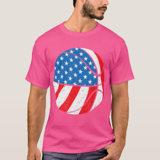 Basketball Ball 4Th Of July American Flag Patrioti T-Shirt