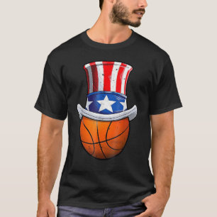 Basketball Ball 4th Of July Uncle Sam American Fla T-Shirt