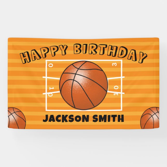 Basketball Ball Birthday Party Banner (Horizontal)