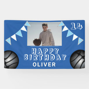 Basketball Ball Bunting Flags Blue Photo Birthday Banner