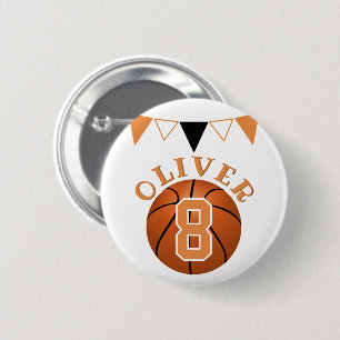 Basketball Ball Bunting Flags Kids Birthday  6 Cm Round Badge