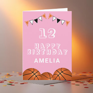 Basketball Ball Bunting Flags Kids Birthday Card