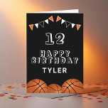 Basketball Ball Bunting Flags Kids Birthday Card<br><div class="desc">Basketball Ball Bunting Flags Kids Birthday Card. The design has basketball balls and birthday party bunting flags in orange,  black and white colours. Add your name,  age and text and make your own birthday card. Great for boys and girls who love basketball.</div>