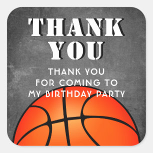 Basketball Ball Chalkboard Birthday Thank you Square Sticker
