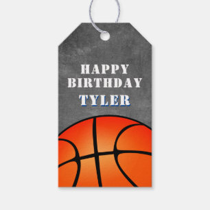 Basketball Ball Chalkboard Photo Birthday Gift Tags