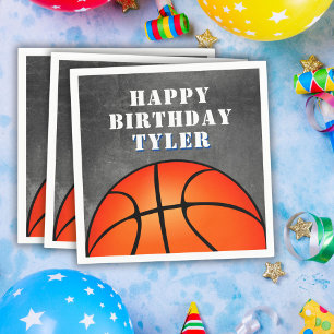 Basketball Ball Chalkboard Photo Birthday  Napkin