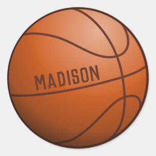 Basketball Ball Custom Name Full Size Classic Round Sticker