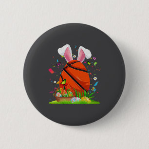 Basketball Ball Egg Bunny Ears Happy Easter Day 6 Cm Round Badge