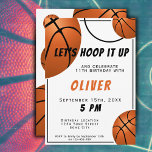 Basketball Ball Fun Sports Kids Birthday Invitation<br><div class="desc">Basketball Ball Fun Sports Kids Birthday Invitation. The design has a fun text "Let's hoop it up" and basketball balls. Add your information.</div>