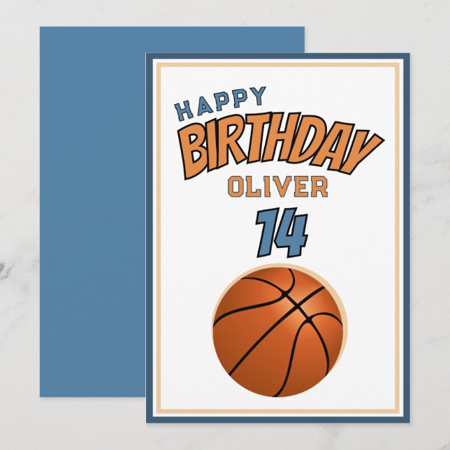 Basketball Ball Happy Birthday Sports Card (Front/Back)