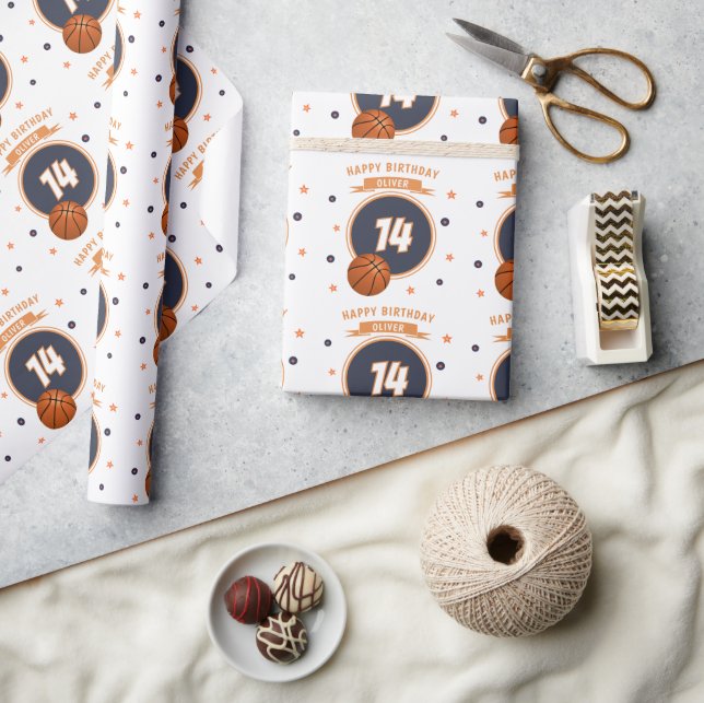 Basketball Ball Happy Birthday Sports Wrapping Paper (Crafts)