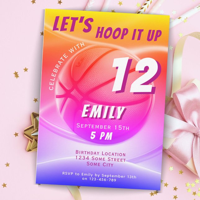 Basketball Ball Hoop it up Sports Birthday  Invitation (Creator Uploaded)