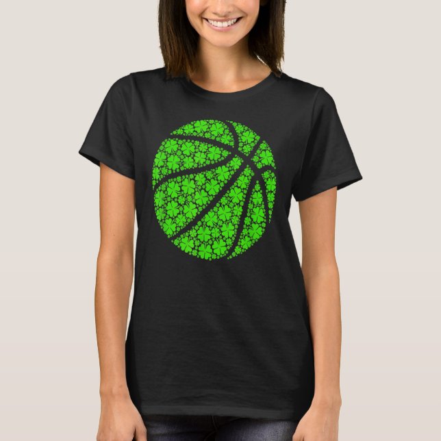 Basketball Ball Irish Shamrock Lucky C St Patrick' T-Shirt (Front)
