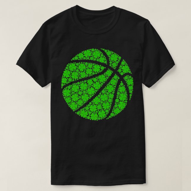 Basketball ball Irish Shamrock Lucky Clover St Pat T-Shirt (Design Front)