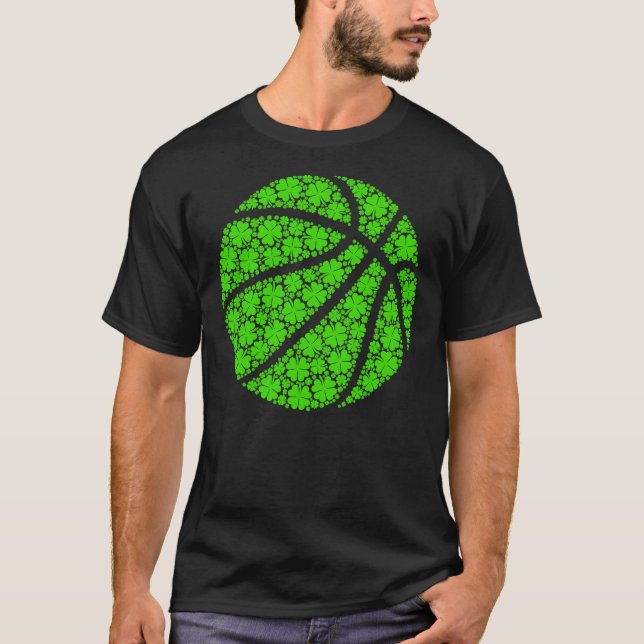 Basketball ball Irish Shamrock Lucky Clover St Pat T-Shirt (Front)