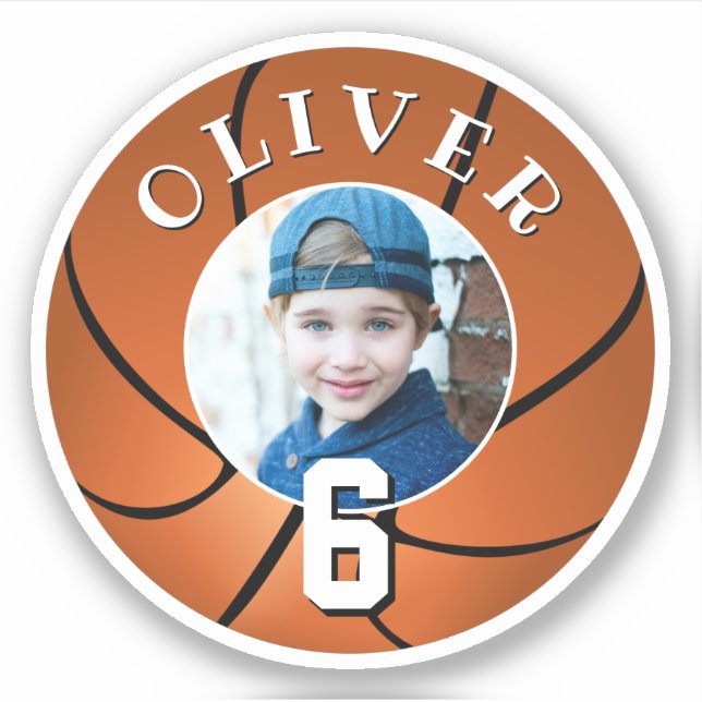 Basketball Ball Kids Birthday Age Photo (Front)