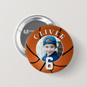 Basketball Ball Kids Birthday Age Photo 6 Cm Round Badge