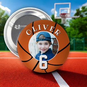 Basketball Ball Kids Birthday Age Photo 6 Cm Round Badge