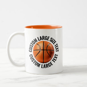 Basketball Ball & Large Text ORANGE 11oz Custom Two-Tone Coffee Mug
