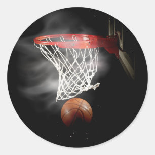 Basketball Ball & Net Classic Round Sticker
